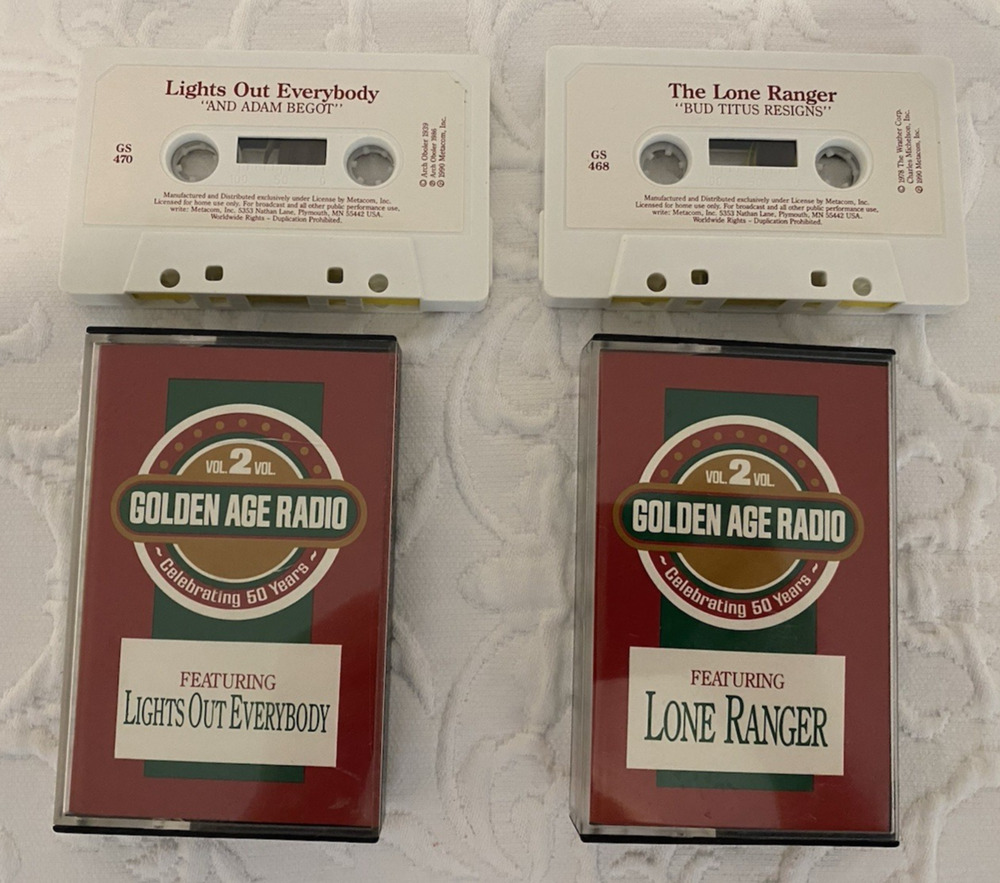 Golden Age Radio - Cassette Tapes Lot of 2 -Lights Out Everybody & Lone Ranger